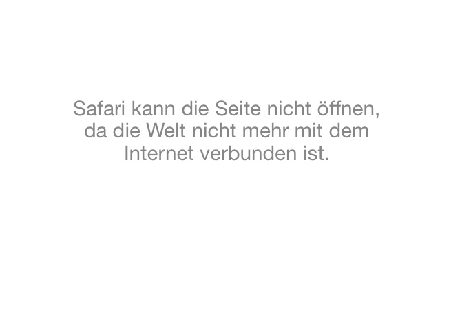 Safari kann die Seite nicht öffnen, da die Welt nicht mehr mit dem Internet verbunden ist.